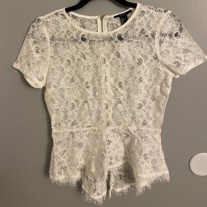 White Lace peplum shirt